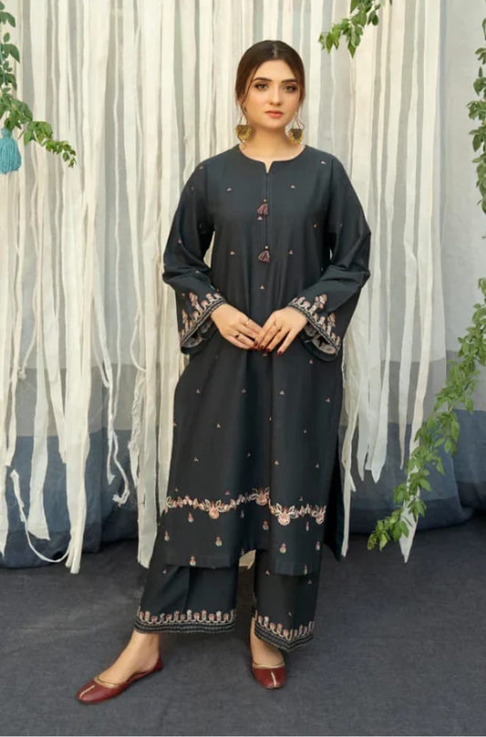 URGE - 3PC DHANAK UNSTITCH EMBROIDERED SUIT HR-186