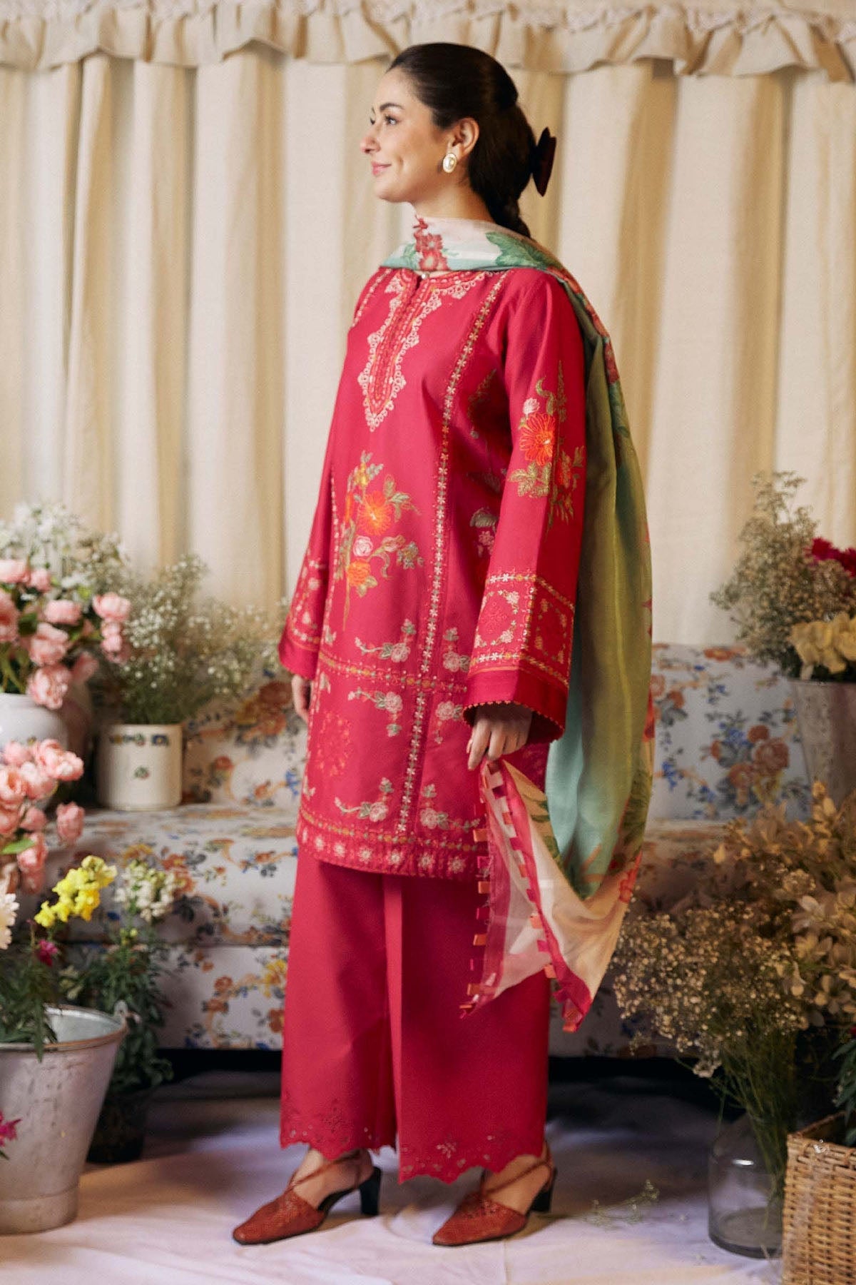 COCO BY ZARA SHAHJAHAN - 3PC DHANAK UNSTITCH EMBROIDERED SUIT HR-1012