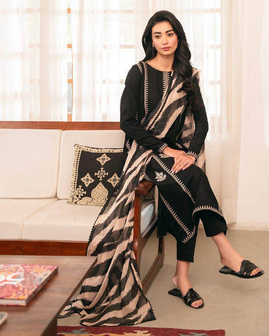 KOKUM- 3PC DHANAK UNSTITCH EMBROIDERED SUIT HR-215