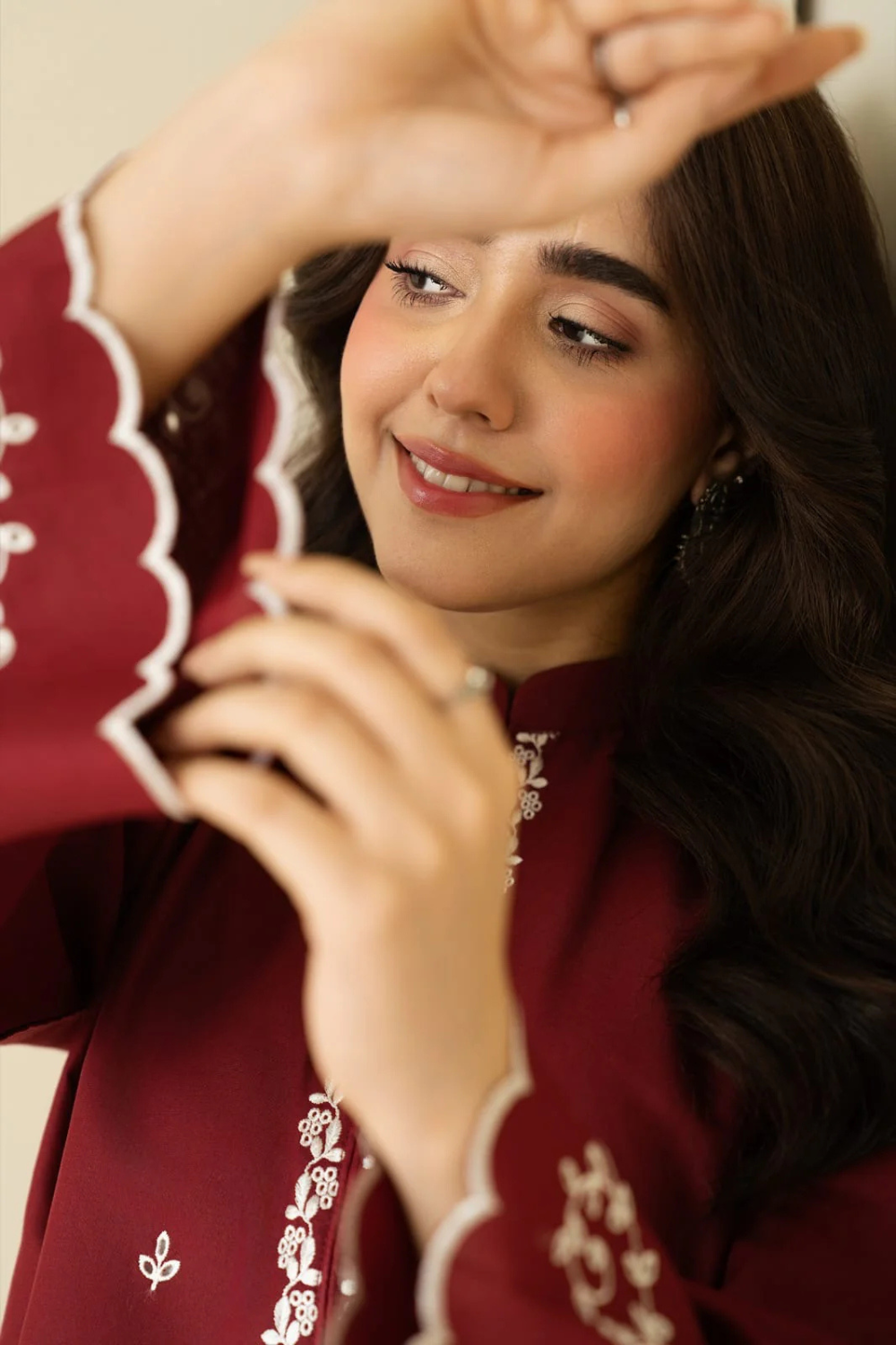 PEZWAAN - 2PC DHANAK UNSTITCH EMBROIDERED SUIT HR-235