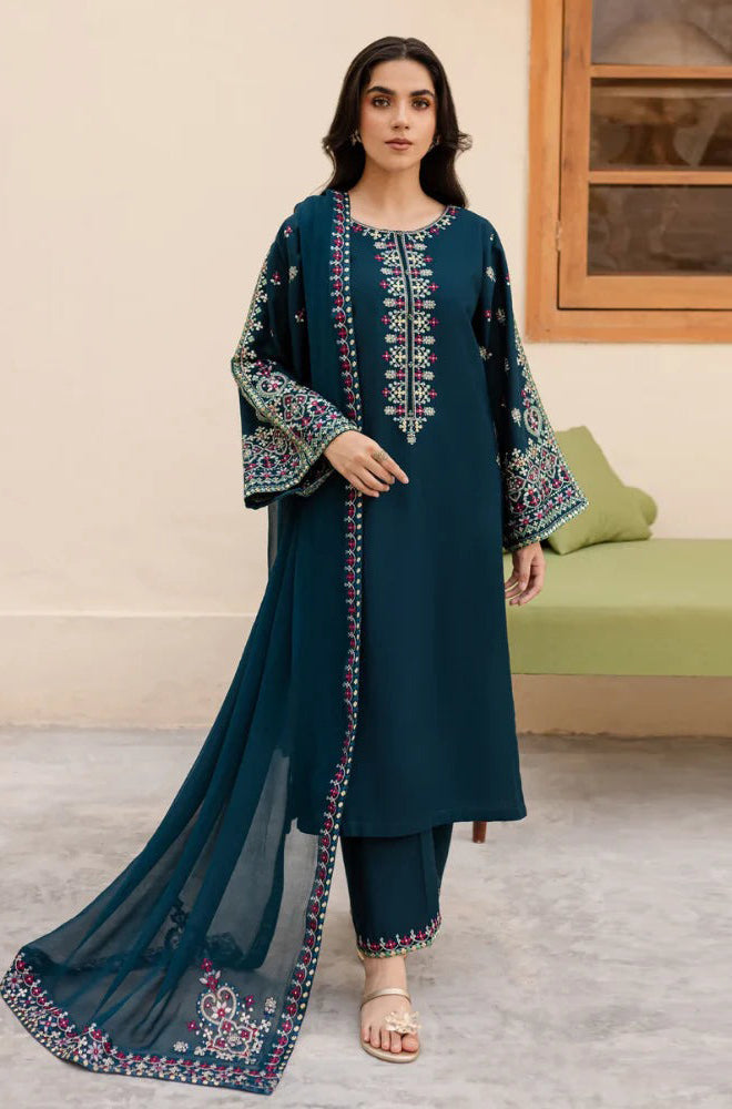 ASLING - 3PC DHANAK UNSTITCH EMBROIDERED SUIT HR-229