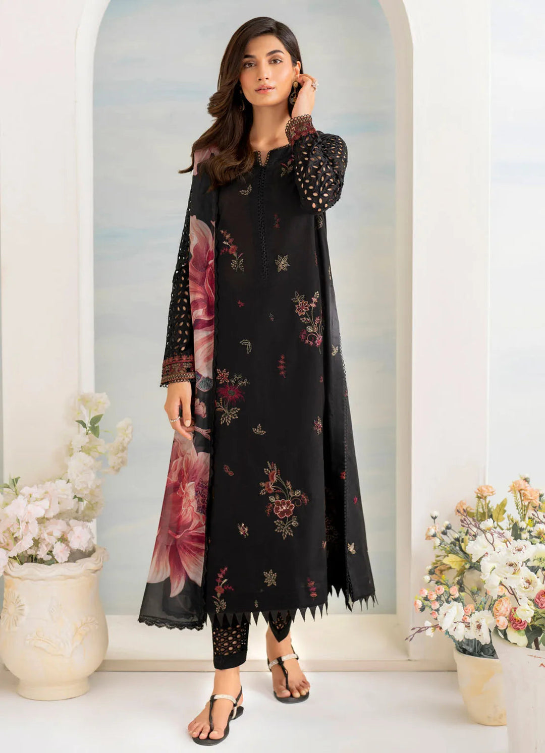 IZNIK - 3PC DHANAK UNSTITCH EMBROIDERED SUIT HR-213