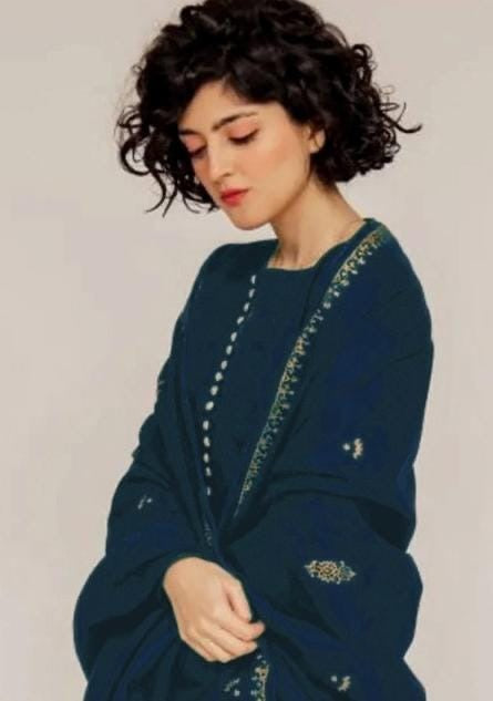 JAZMIN - 3PC DHANAK UNSTITCH EMBROIDERED SUIT HR-212 ZINC