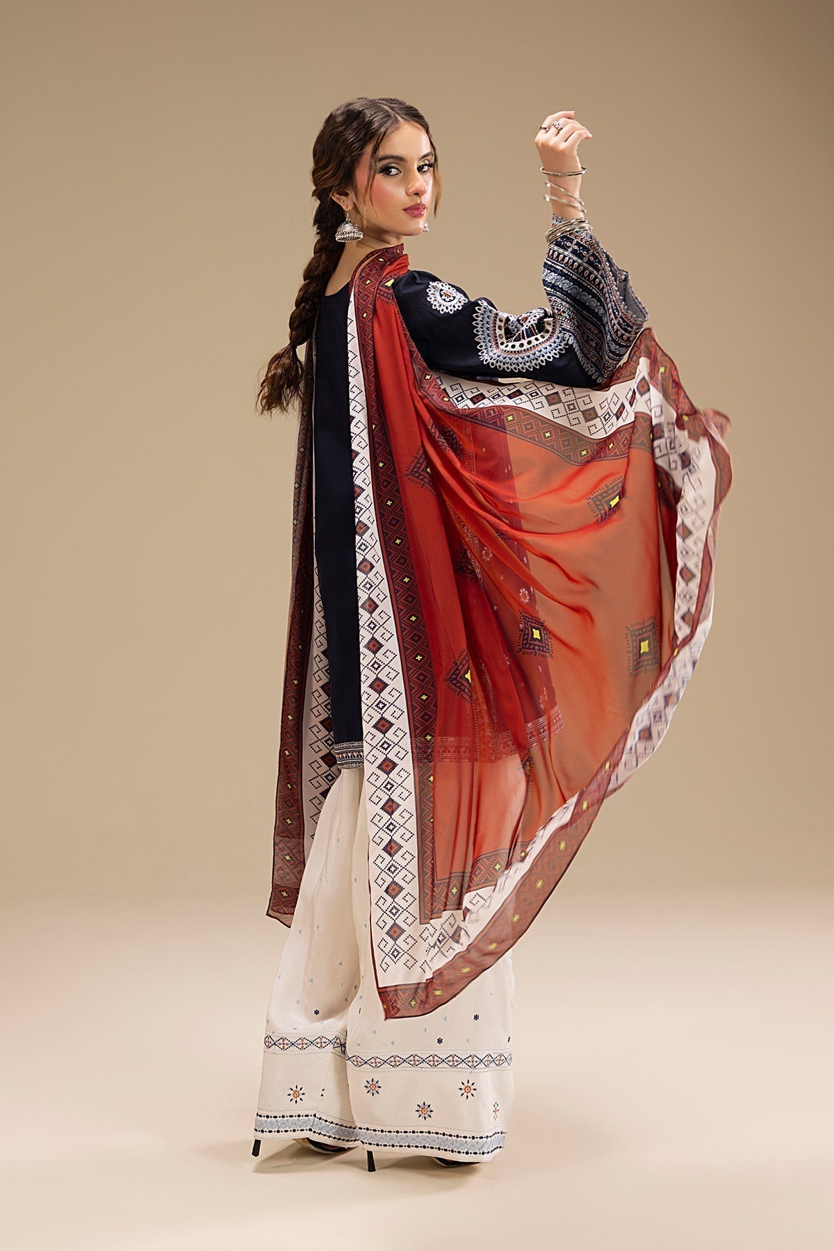 JAZMIN - 3PC DHANAK UNSTITCH EMBROIDERED SUIT HR-203 BLUE