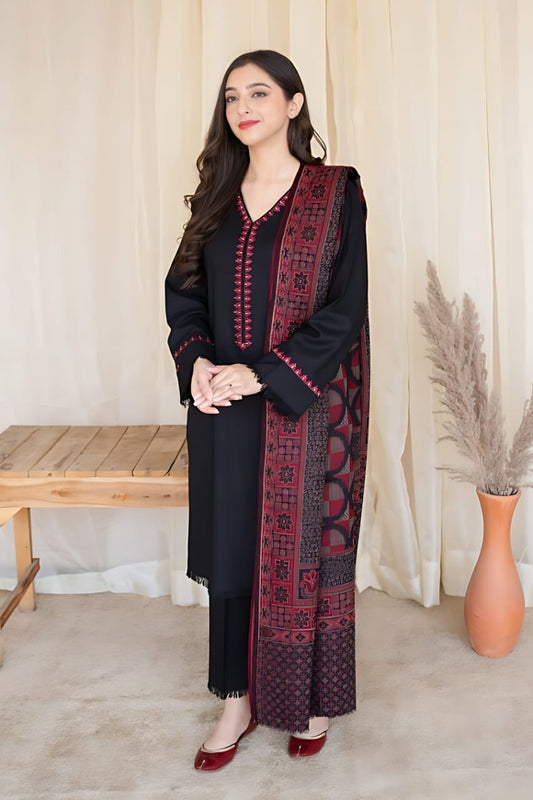 ASLING - 3PC DHANAK UNSTITCH EMBROIDERED SUIT HR-218