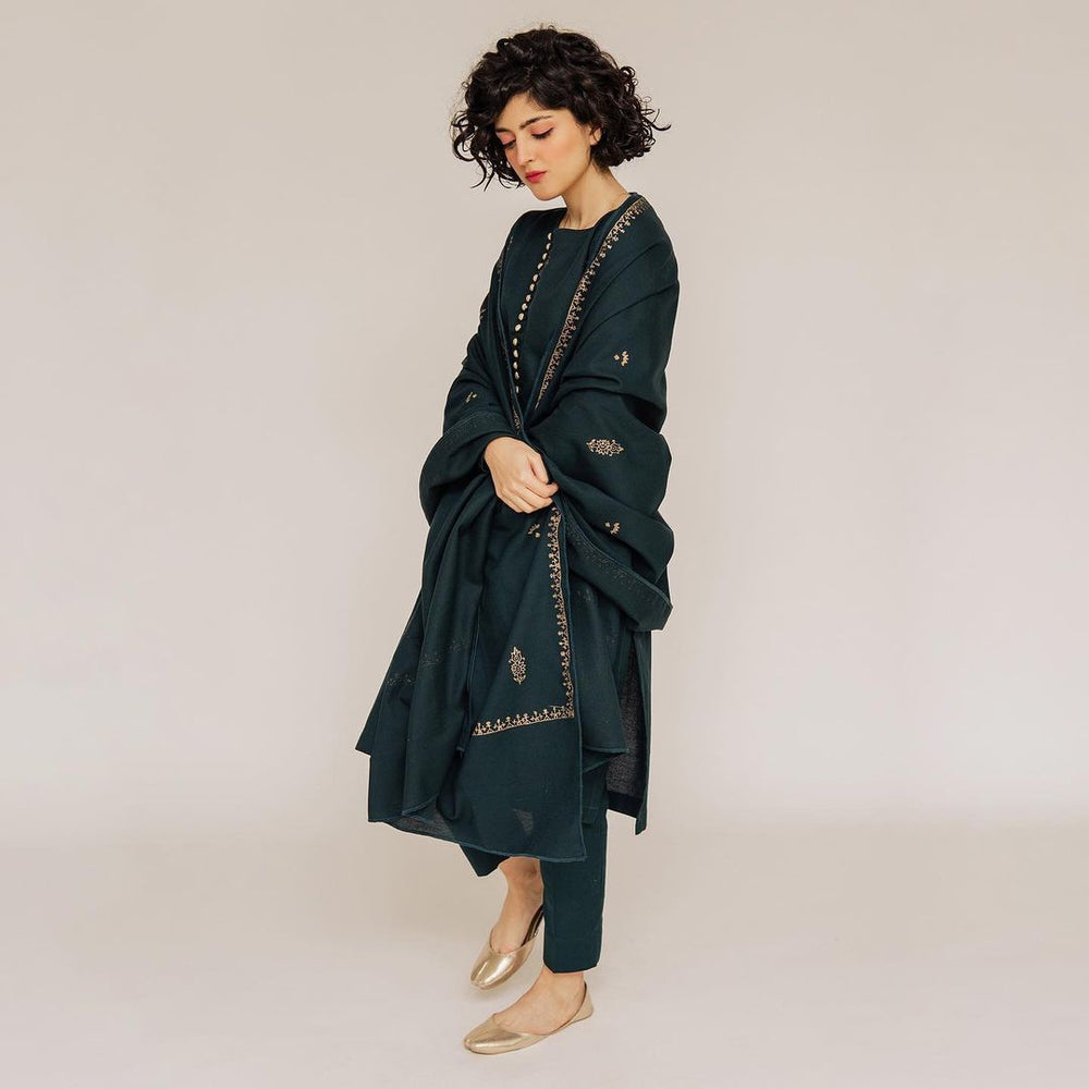 JAZMIN - 3PC DHANAK UNSTITCH EMBROIDERED SUIT HR-212 GREEN