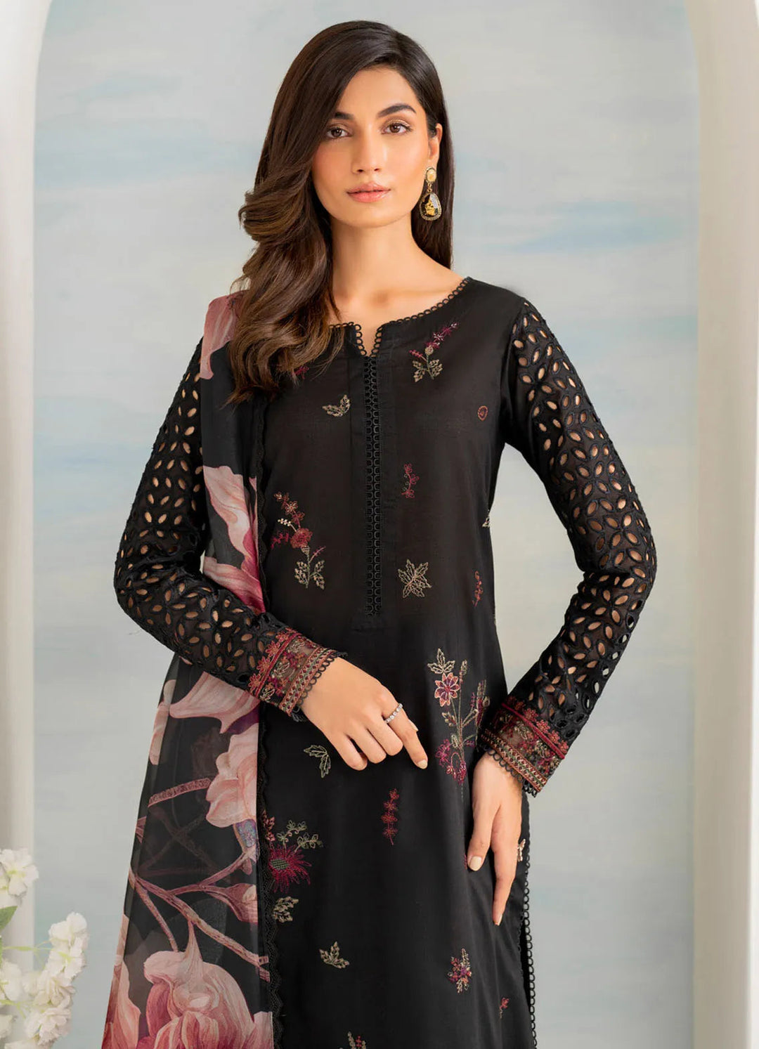 IZNIK - 3PC DHANAK UNSTITCH EMBROIDERED SUIT HR-213