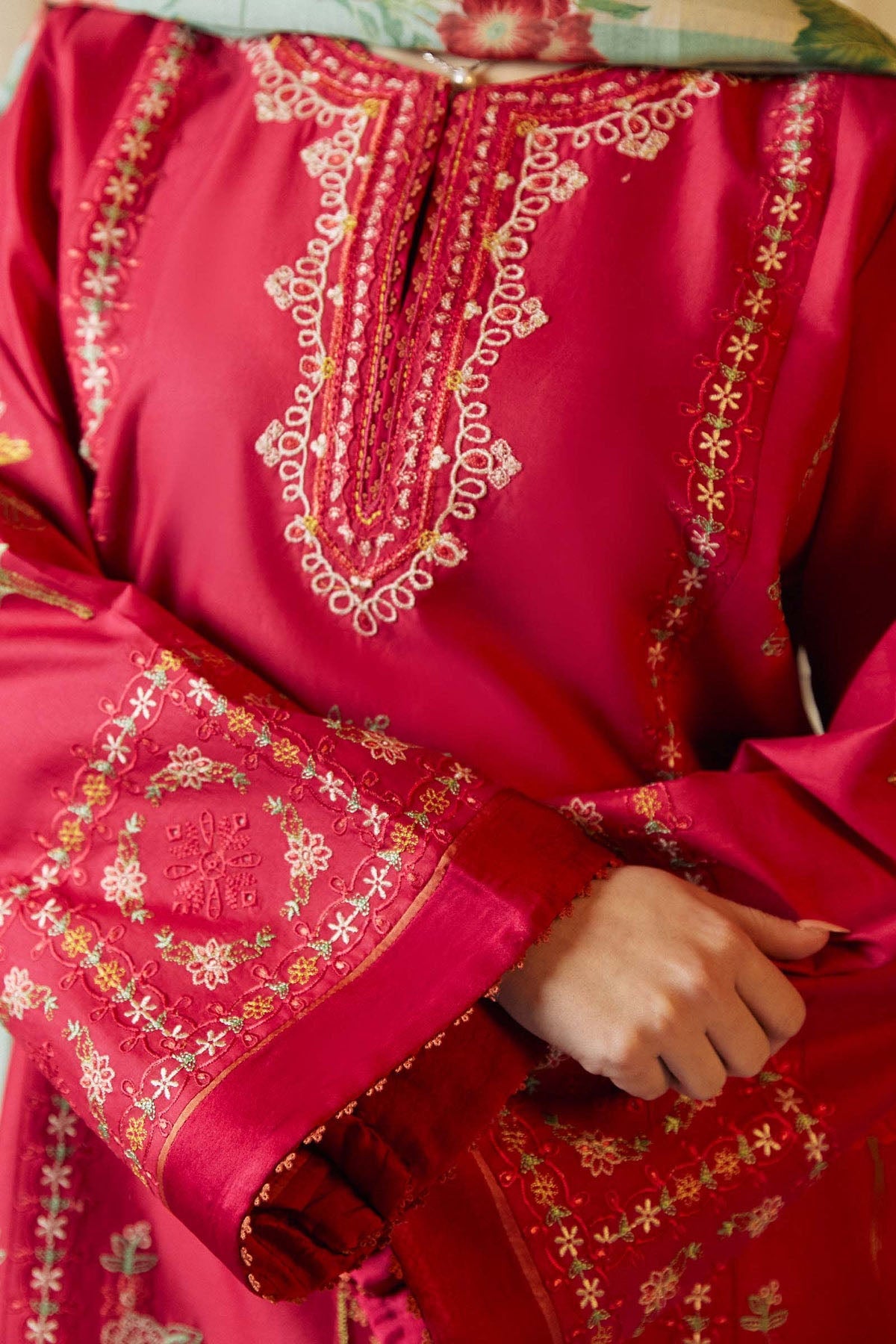 COCO BY ZARA SHAHJAHAN - 3PC DHANAK UNSTITCH EMBROIDERED SUIT HR-1012