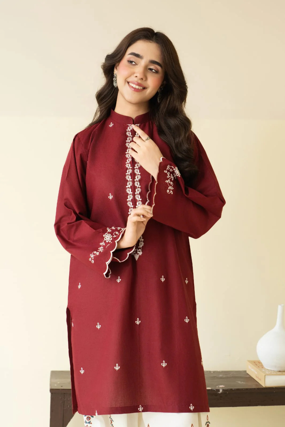 PEZWAAN - 2PC DHANAK UNSTITCH EMBROIDERED SUIT HR-235