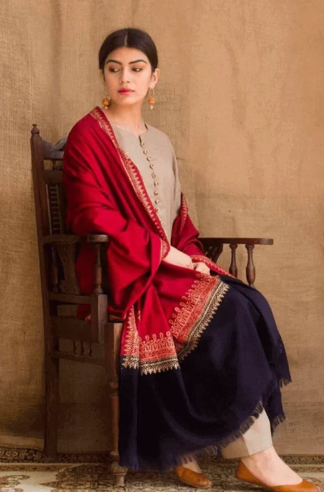 DYOT - 3PC DHANAK UNSTITCH EMBROIDERED SUIT HR-182 SKIN