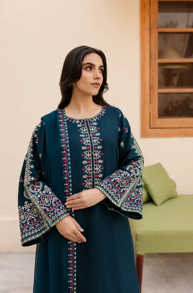 ASLING - 3PC DHANAK UNSTITCH EMBROIDERED SUIT HR-229