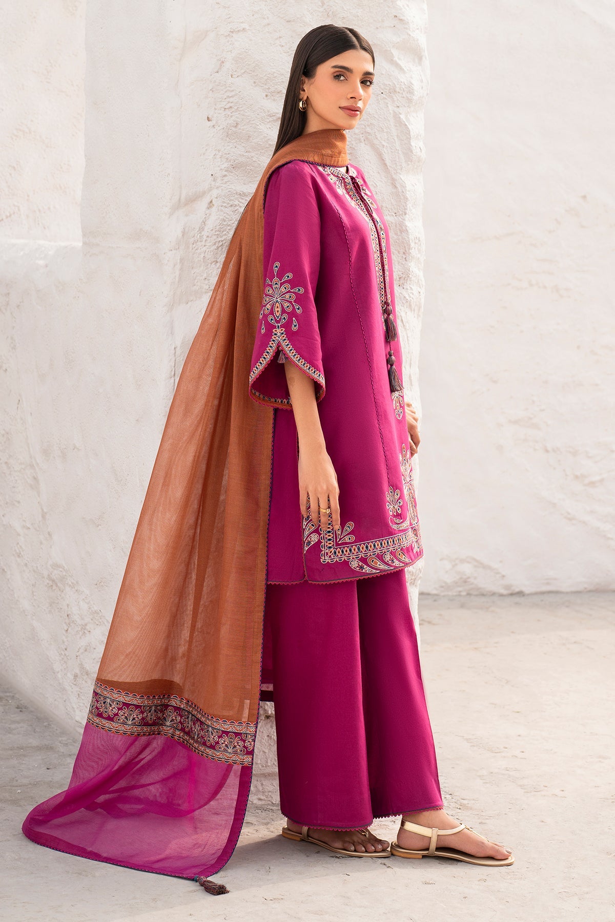 JAZMIN - 3PC DHANAK UNSTITCH EMBROIDERED SUIT HR-230