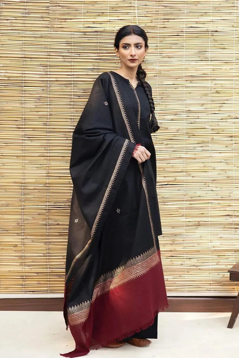 DYOT - 3PC DHANAK UNSTITCH EMBROIDERED SUIT HR-217