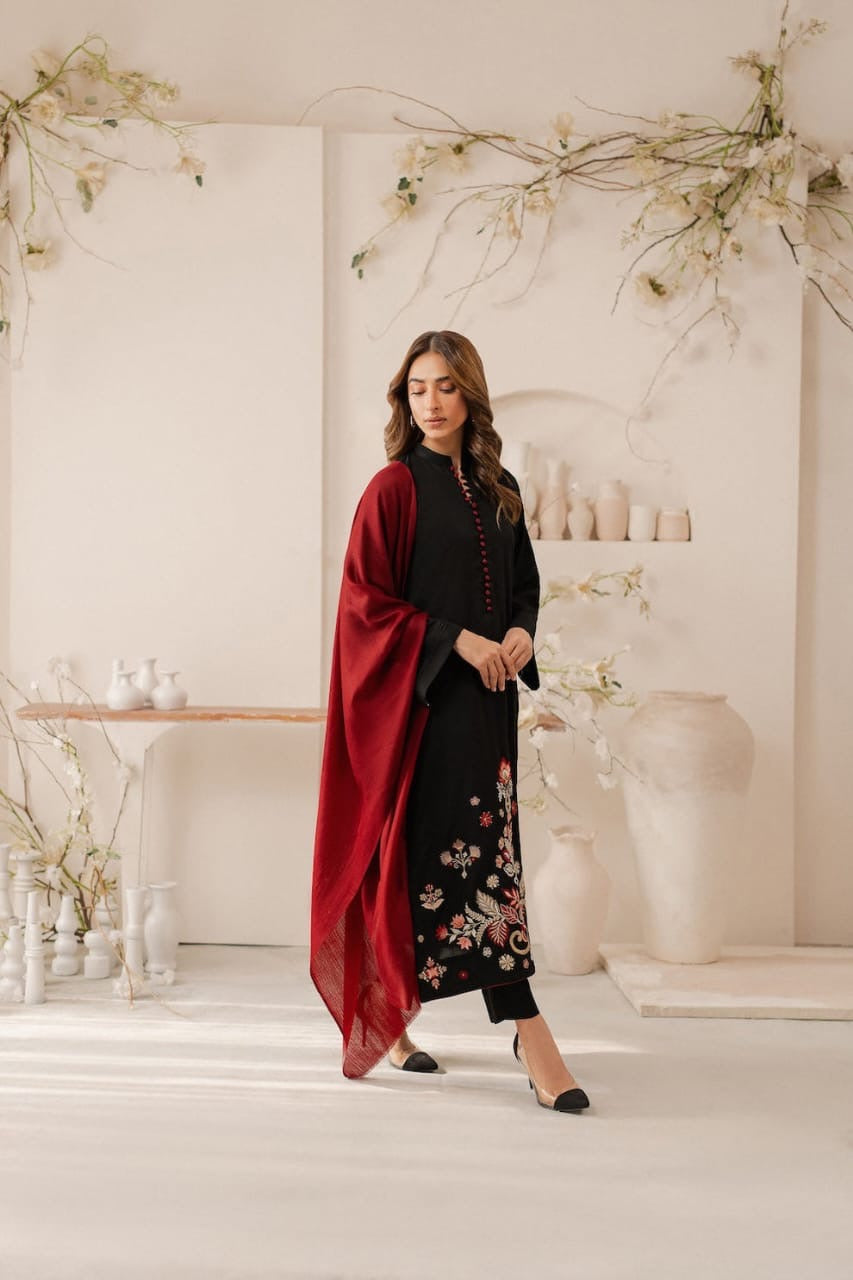 MARIA B - 3PC DHANAK UNSTITCH EMBROIDERED SUIT HR-1015