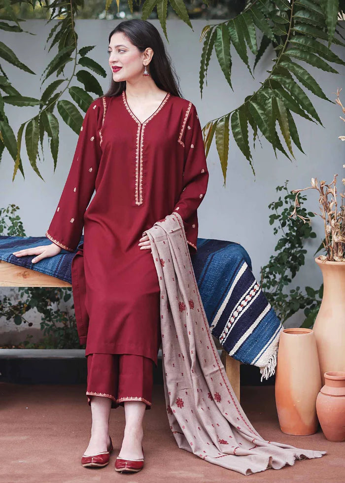 ASLING - 3PC DHANAK UNSTITCH EMBROIDERED SUIT HR-198