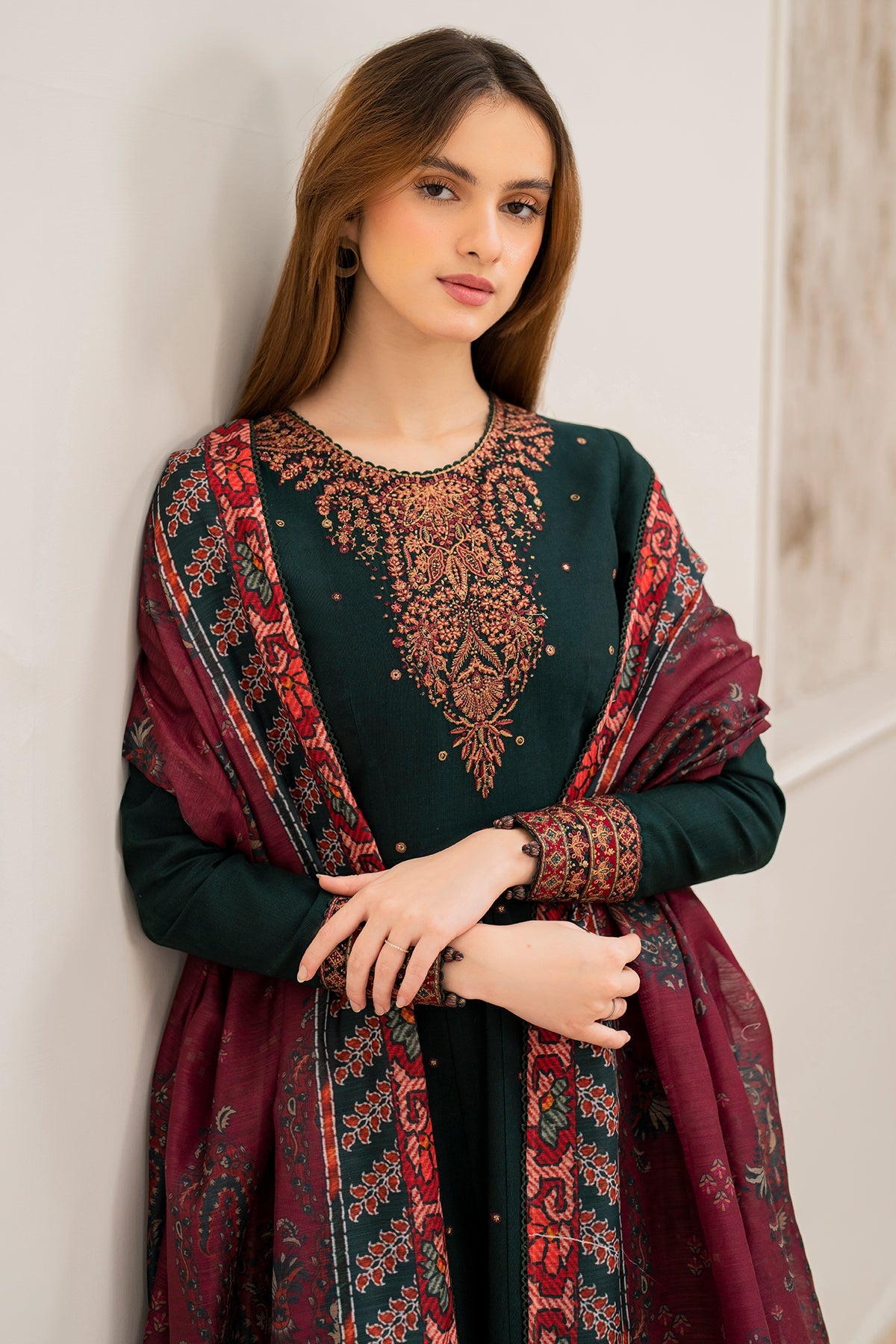 JAZMIN - 3PC DHANAK UNSTITCH EMBROIDERED SUIT HR-232