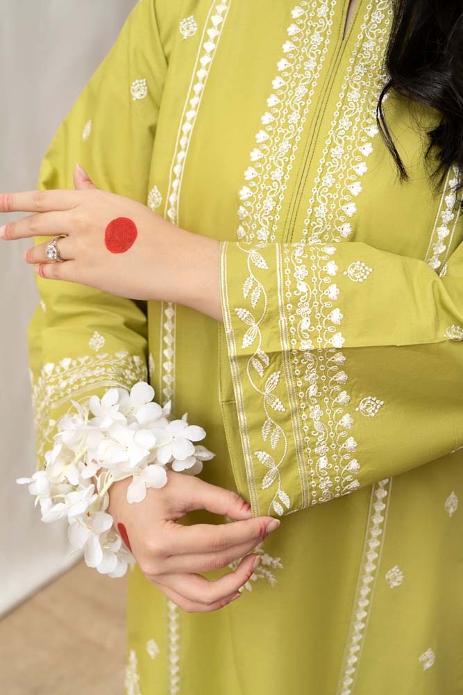 URGE - 3PC DHANAK UNSTITCH EMBROIDERED SUIT HR-120 PAROOT