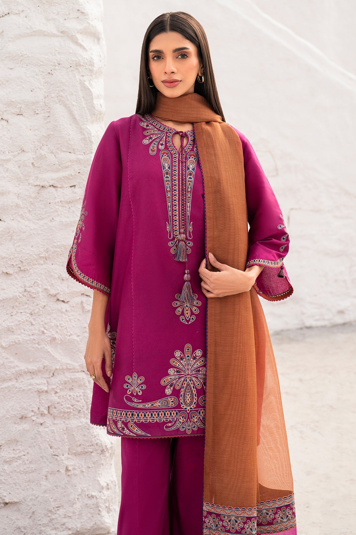JAZMIN - 3PC DHANAK UNSTITCH EMBROIDERED SUIT HR-230