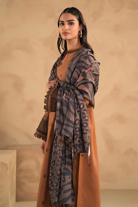 BARQOUE - 3PC DHANAK UNSTITCH EMBROIDERED SUIT HR-129