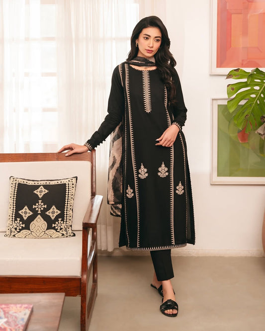 KOKUM- 3PC DHANAK UNSTITCH EMBROIDERED SUIT HR-215