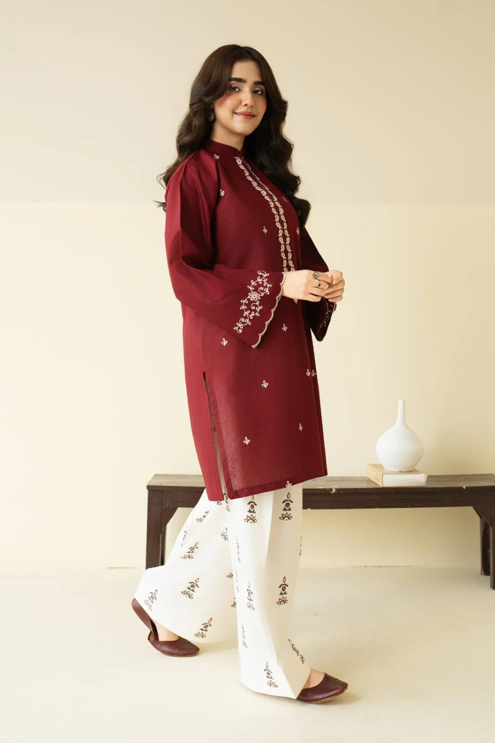 PEZWAAN - 2PC DHANAK UNSTITCH EMBROIDERED SUIT HR-235