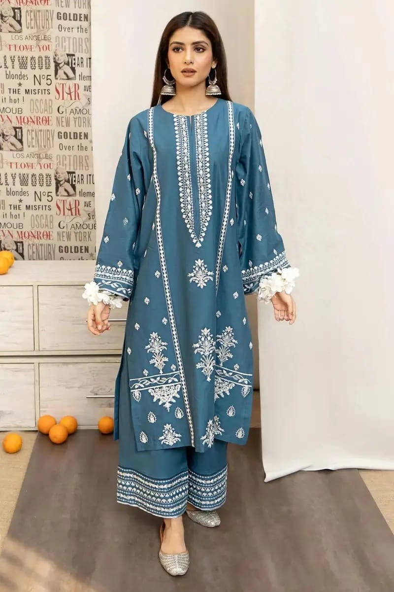 URGE - 3PC DHANAK UNSTITCH EMBROIDERED SUIT HR-120