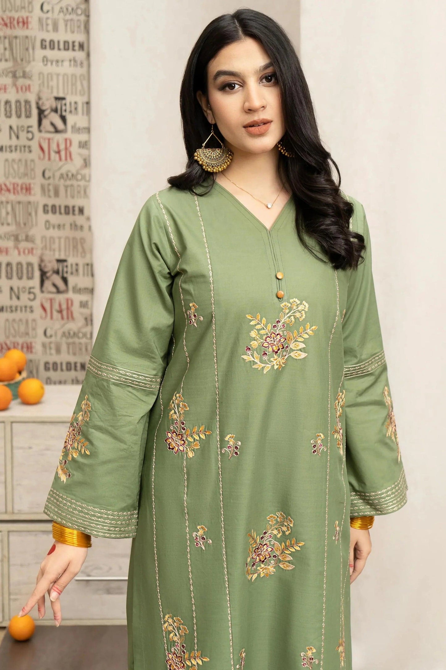 URGE - 3PC DHANAK UNSTITCH EMBROIDERED SUIT HR-121