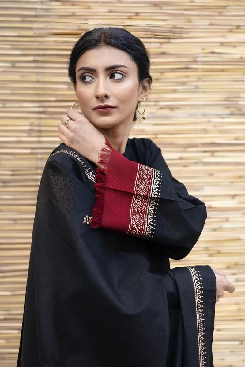 DYOT - 3PC DHANAK UNSTITCH EMBROIDERED SUIT HR-217