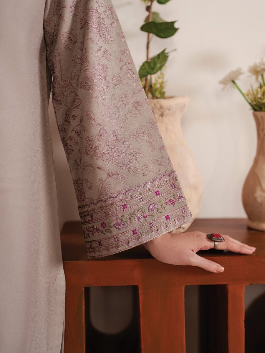 GARNET - 3PC DHANAK UNSTITCH EMBROIDERED SUIT HR-185