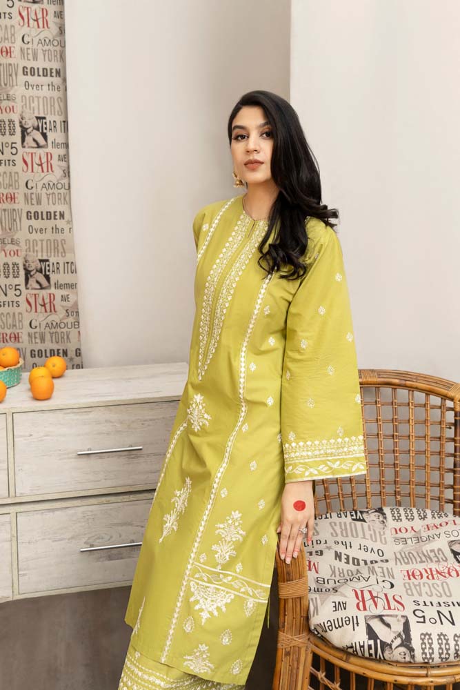 URGE - 3PC DHANAK UNSTITCH EMBROIDERED SUIT HR-120 PAROOT