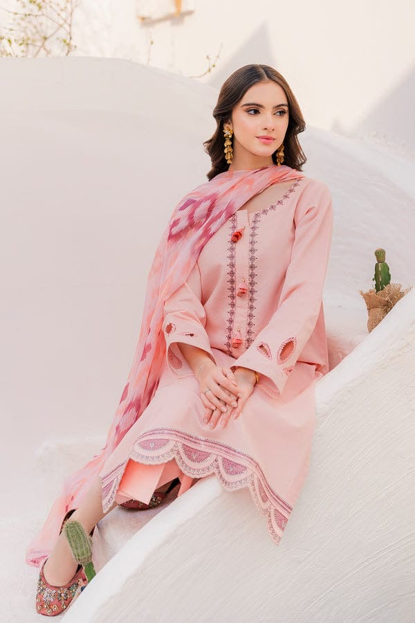 HANA - 3PC DHANAK UNSTITCH EMBROIDERED SUIT HR-193