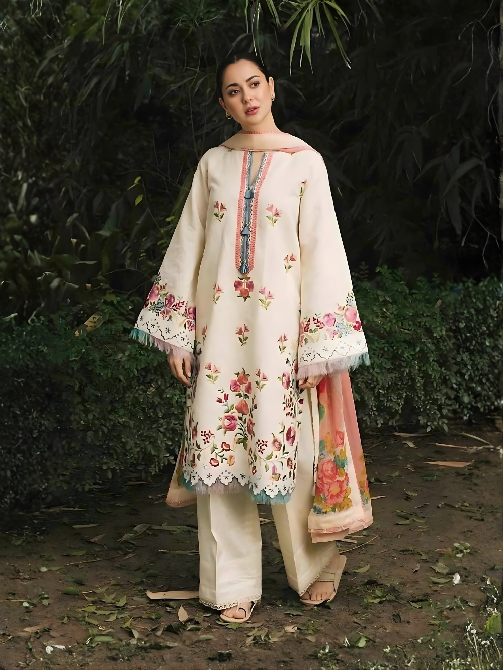 COCO BY ZARASHAHJAHAN - 3PC DHANAK UNSTITCH EMBROIDERED SUIT HR-1014