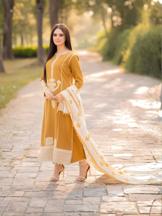 BATIK - 3PC DHANAK UNSTITCH EMBROIDERED SUIT HR-220