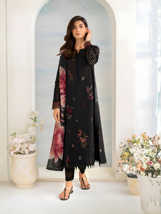 IZNIK - 3PC DHANAK UNSTITCH EMBROIDERED SUIT HR-213