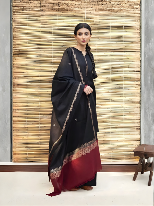 DYOT - 3PC DHANAK UNSTITCH EMBROIDERED SUIT HR-217