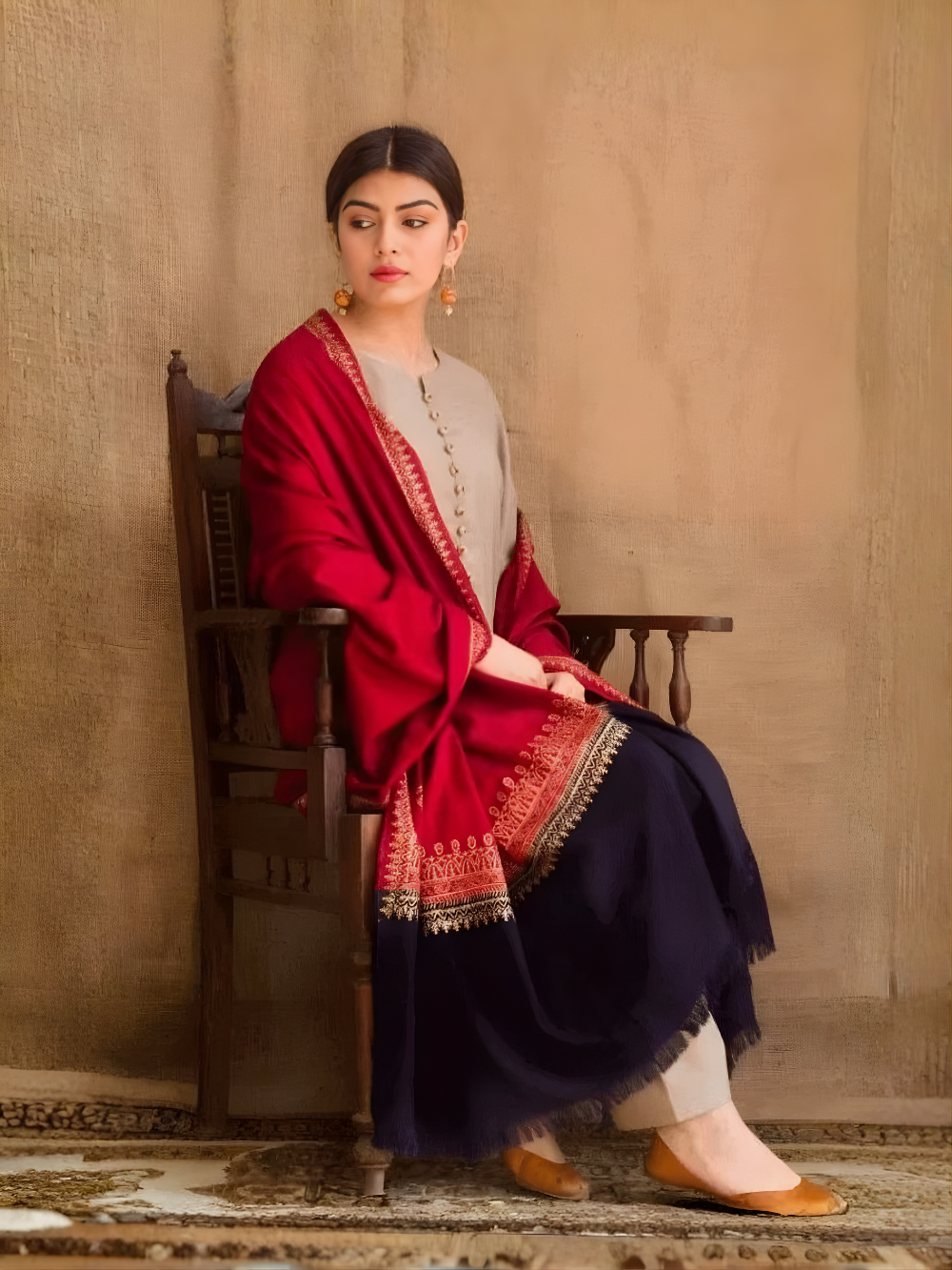 DYOT - 3PC DHANAK UNSTITCH EMBROIDERED SUIT HR-182 SKIN