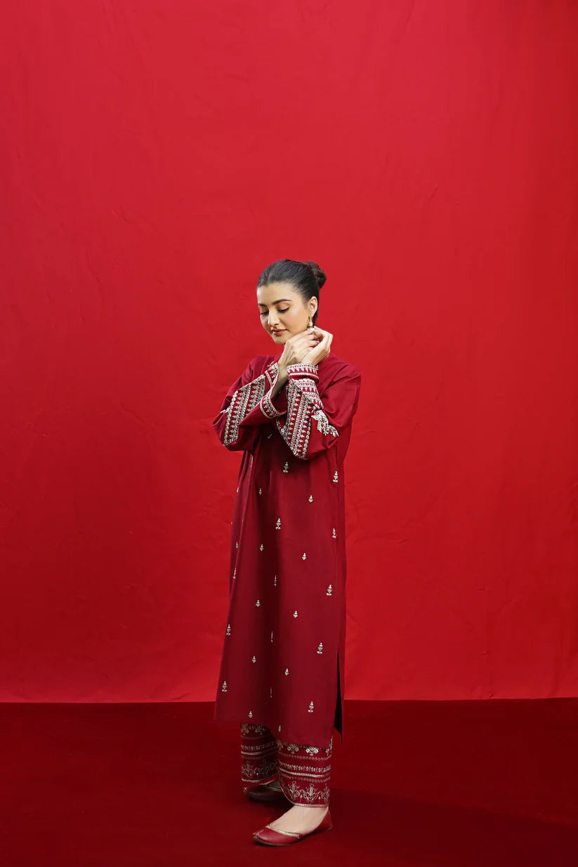 URGE - 3PC DHANAK UNSTITCH EMBROIDERED SUIT HR-101