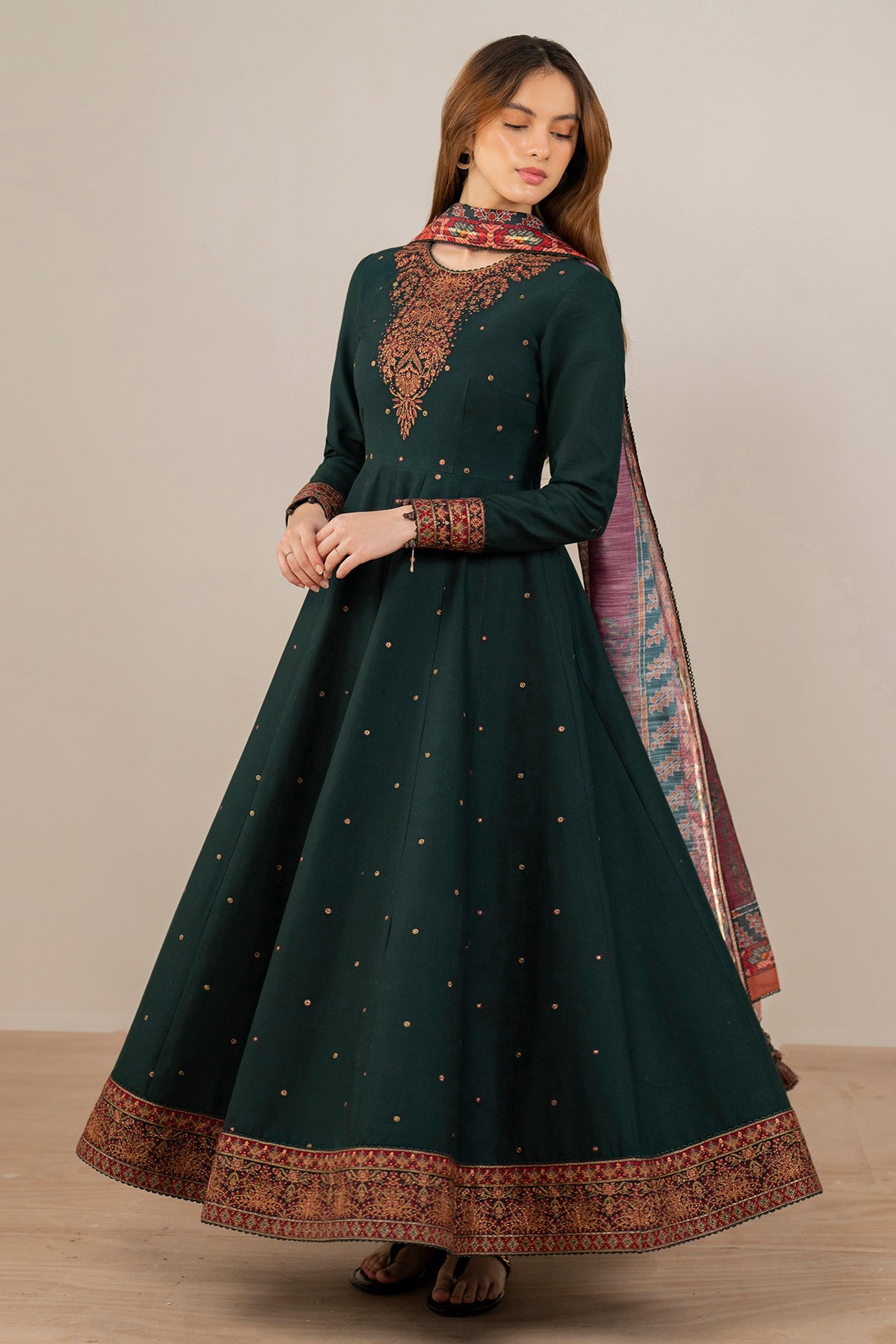 JAZMIN - 3PC DHANAK UNSTITCH EMBROIDERED SUIT HR-232