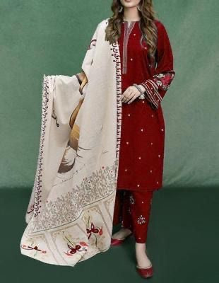URGE - 3PC DHANAK UNSTITCH EMBROIDERED SUIT HR-126