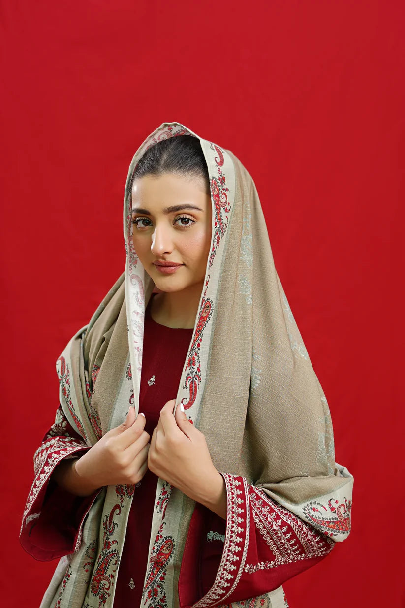 URGE - 3PC DHANAK UNSTITCH EMBROIDERED SUIT HR-101