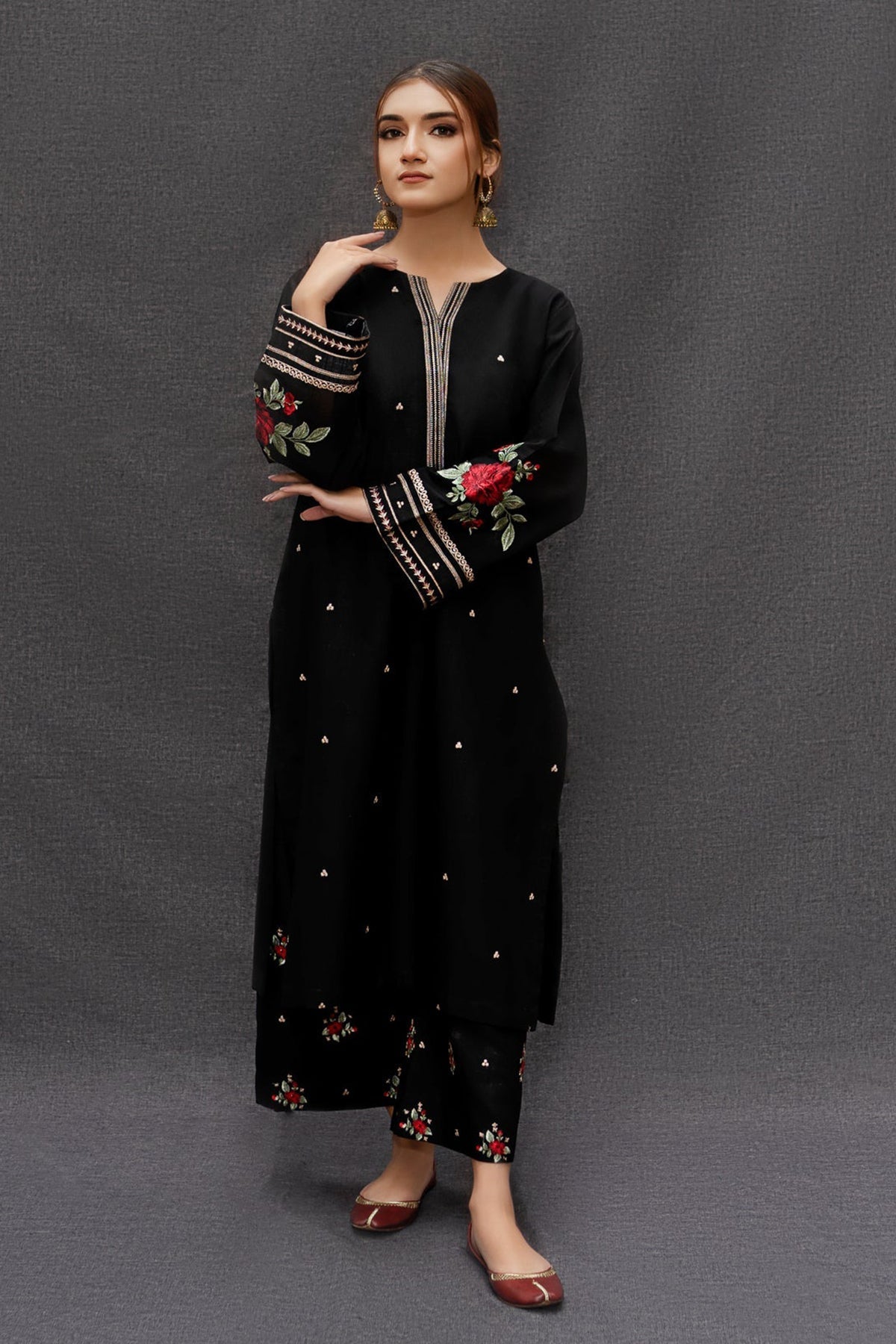 URGE - 3PC DHANAK UNSTITCH EMBROIDERED SUIT HR-126