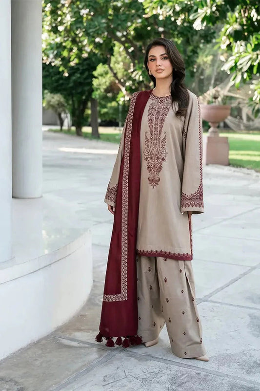 BAROQUE - 3PC DHANAK UNSTITCH EMBROIDERED SUIT HR-208