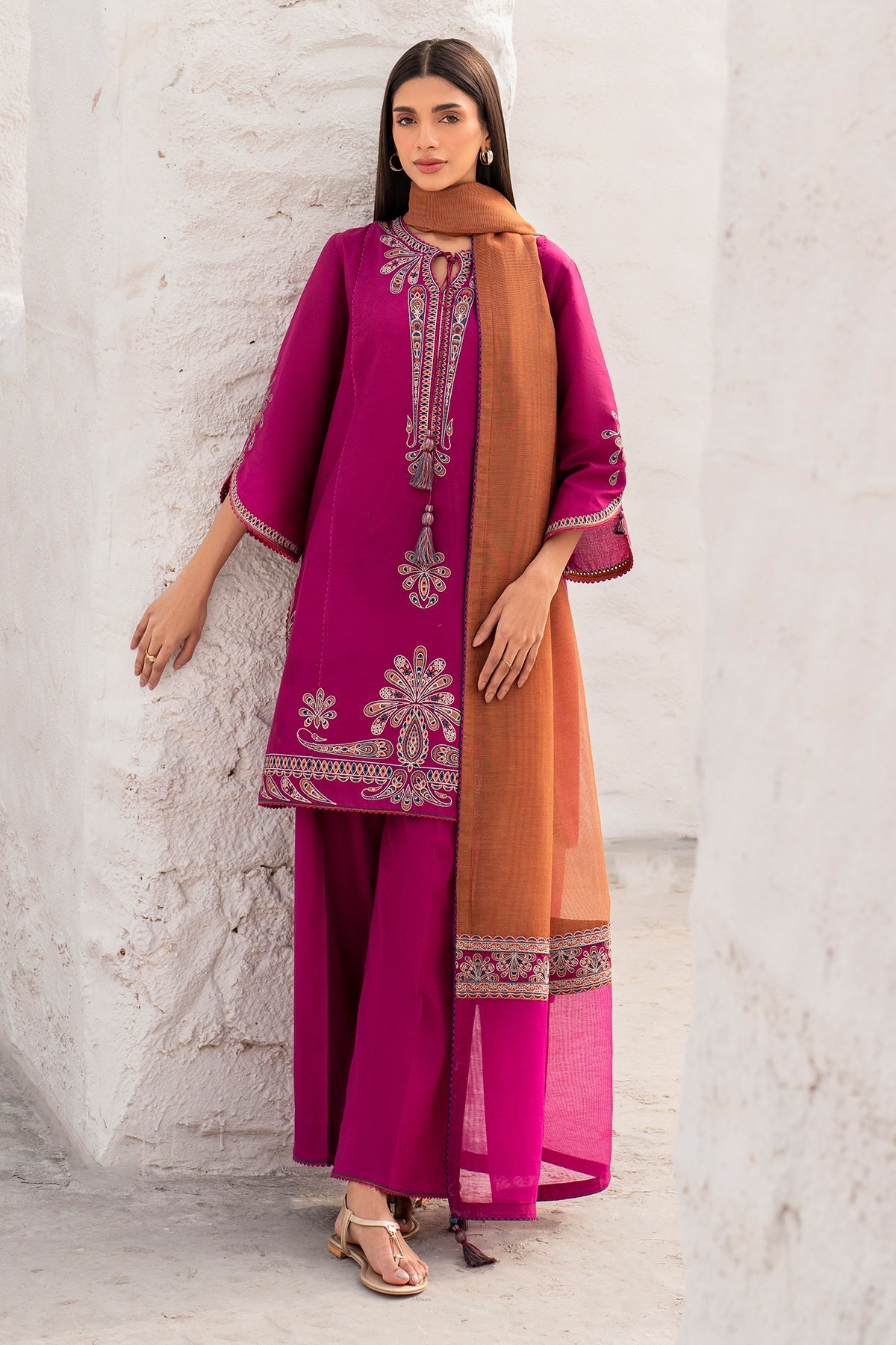 JAZMIN - 3PC DHANAK UNSTITCH EMBROIDERED SUIT HR-230