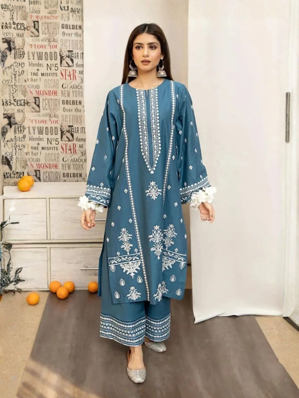 URGE - 3PC DHANAK UNSTITCH EMBROIDERED SUIT HR-120