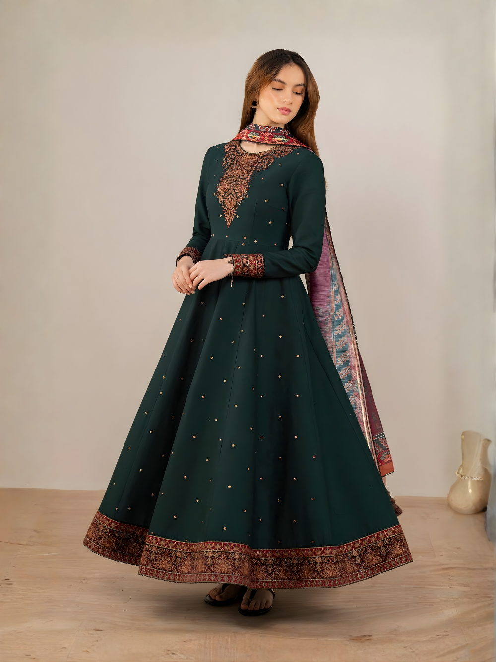 JAZMIN - 3PC DHANAK UNSTITCH EMBROIDERED SUIT HR-232