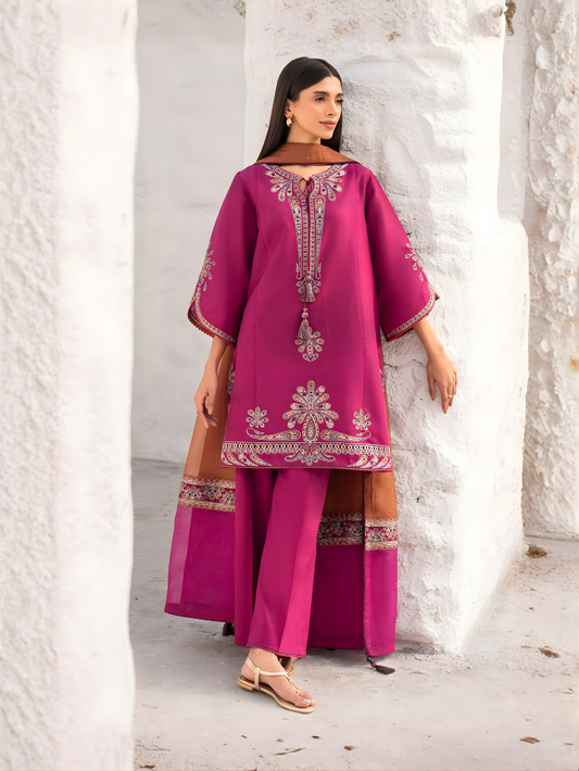 JAZMIN - 3PC DHANAK UNSTITCH EMBROIDERED SUIT HR-230