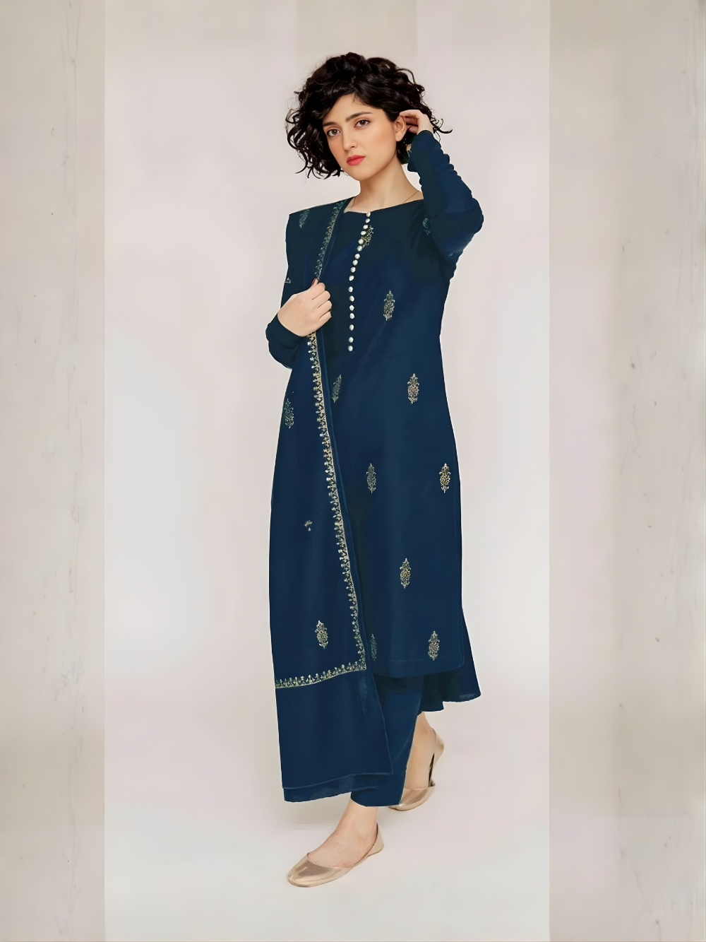 JAZMIN - 3PC DHANAK UNSTITCH EMBROIDERED SUIT HR-212 ZINC